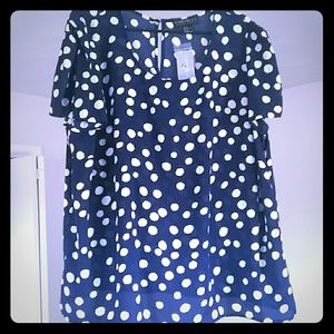 NWT Forever 21 Navy Polka Dot Top